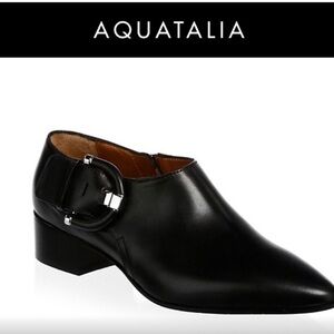 Aquatalia Black Flats Sleek Leather Loafers